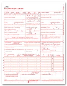 CMS-1500 Laser Sheet Insurance Claim Form, Version 0805