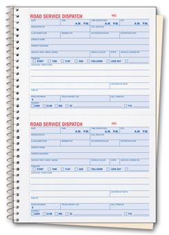 Road Service Dispatch Book 2-part