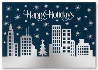 Shimmering Cityscape Holiday Card