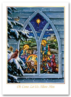 Stained Glass Nativity Christmas Cards