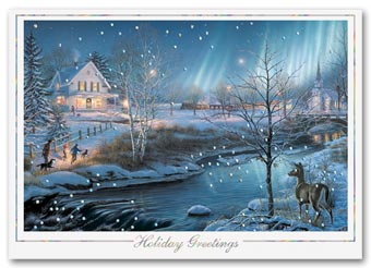 Captivating Northern Lights Holiday Card