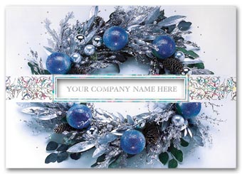 Icy Blue Wreath Holiday Cards