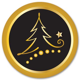 Round Black Tree Christmas Envelope Seal