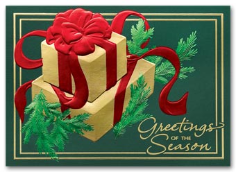 Golden Evergreen Holiday Card