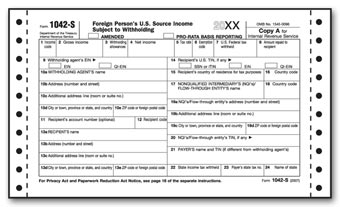 Continuous 1042S, 5 Part, Dateless 3-part