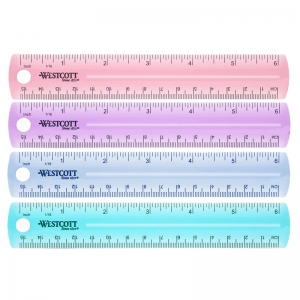 6" Plastic Ruler, Assorted Colors