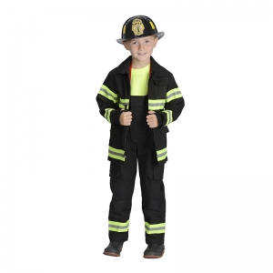 Black Firefighter Jacket & Bib Overalls W/suspenders, Size 4/6