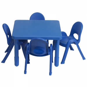 Preschool Sq Table & 4 Chairs Blue 