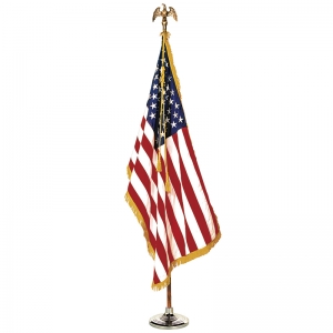 COMPLETE MOUNTED US FLAG SET 3X5 8 FT POLE