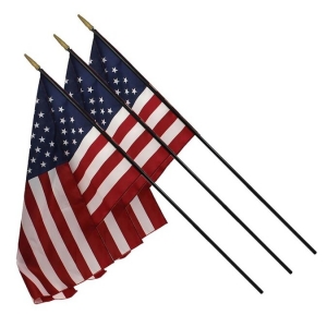 U.S. Classroom Flag, 16" x 24" with Staff, Pack of 3