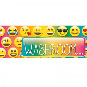 Emoji Washroom Laminated 2-Sided Pass, 9" x 3.5"