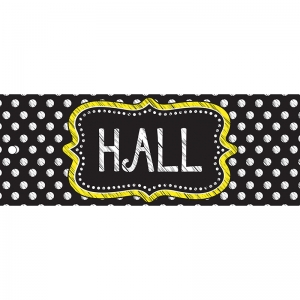 HALL PASS 9X3.5 BW DOTS 2 SIDED  LAMINATED