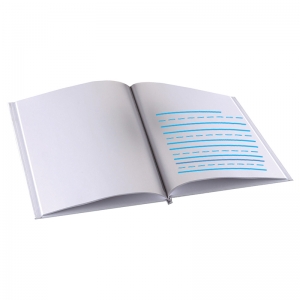 Hardcover Blank Book Blue Lined, 8.5" x 11" Portrait, White