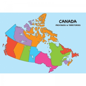 Magnetic Canada Map Chart 12" x 17", Write On Wipe Off