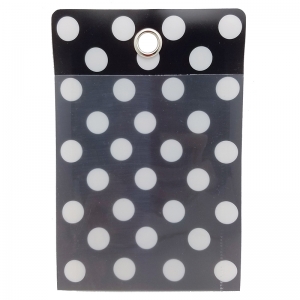 Smart Poly Pockets with Grommett, 4" x 6", Black & White Dots, Pack of 10