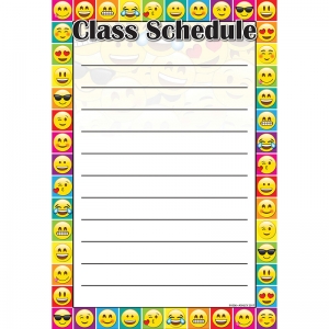 Smart Poly Emoji Class Schedule Chart, Dryerase Surface, 13 X 19