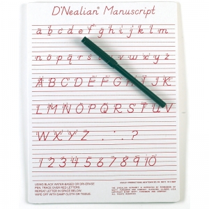 D'Nealian Manuscript Write-On/Wipe-Off Board, 9" x 12"