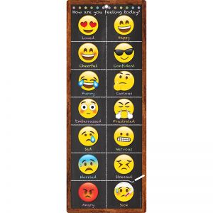 Smart Poly Clip Chart w/Grommet, 9" x 24", Emotions Icon Feelings