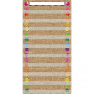 Smart Poly Pocket Chart, 13" x 25", 10 Pockets & 2 Grommets, Burlap Stitched