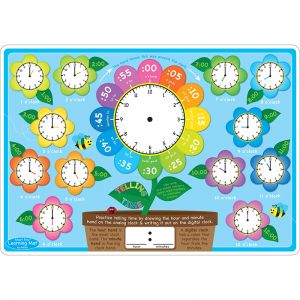 Telling Time Learning Mat 2 Sided Write On Wipe Off