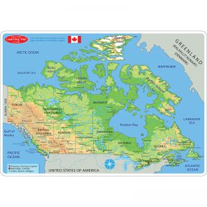 Smart Poly Learning Mat, 12" x 17", Double-Sided, Canada Map Physical