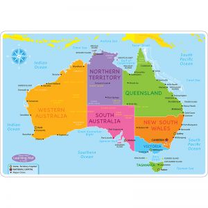 AUSTRALIAN MAP LEARNING MAT 2 SIDED WRITE ON WIPE OFF