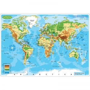 10PK WORLD MAP LEARN MAT 2 SIDED WRITE ON WIPE OFF