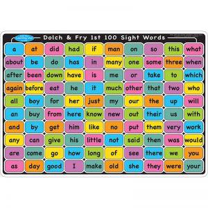 Smart Poly Learning Mats, 12" x 17", Double-Sided, Sight Words 1st & 2nd 100, Pack of 10