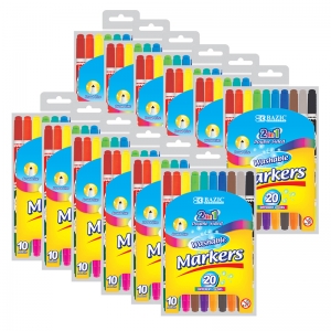 (12 PK) WASHABLE MARKERS DOUBLE TIP 8 COUNT IN 16 DIFFERENT COLORS