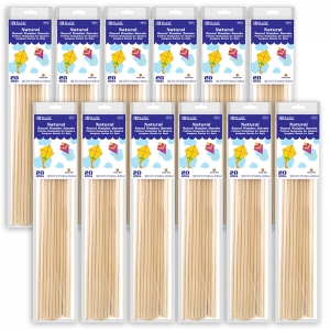 (12 PK) ROUND NATURAL WOODEN DOWEL 20PK