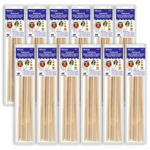 (12 PK) ASSRTD ROUND NATURL WOOD DOWEL 10PK