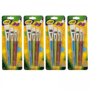 Big Paintbrush Set, Flat, 4 Per Pack, 4 Packs