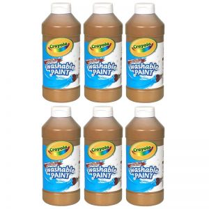 (6 EA) CRAYOLA WASHABLE PAINT 16 OZ BROWN