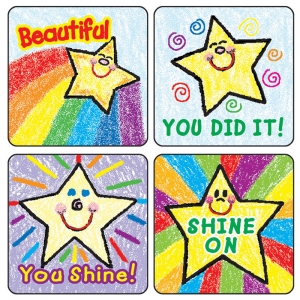 Kid-Drawn Stars Motivational Stickers, Pack of 120