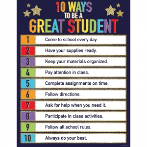 Sparkle + Shine Glitter 10 Ways To Be A Great Student Chart