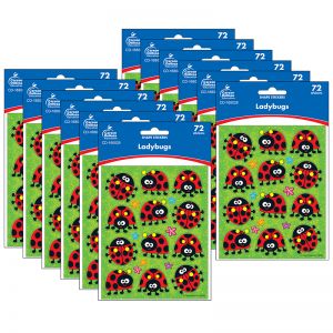 (12 PK) LADYBUGS SHAPE STICKERS 72 PER PK