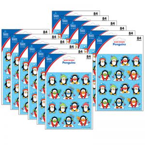 (12 PK) PENGUINS SHAPE STICKERS 84 PER PK