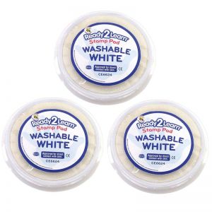 (3 EA) JUMBO CIRC WASHABLE STAMP PAD WHT