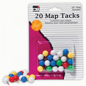 (12 PK) MAP TACKS 20 PER PK