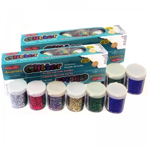 Creative Arts Glitter, Assorted Colors, .75 oz. Shakers, 12 Per Pack, 2 Packs