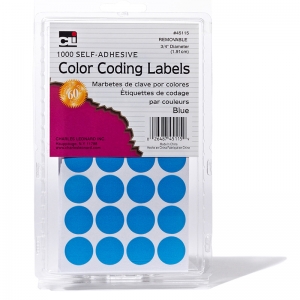 Color Coding Dots, Self-Adhesive Labels, 0.75 Inch Diameter, Blue, Box of 1000