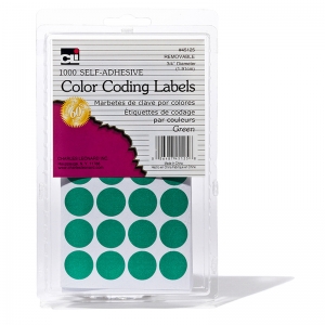 Color Coding Dots, Self-Adhesive Labels, 0.75 Inch Diameter, Green, 1000-Count