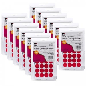 (12 PK) COLOR CODING LABELS RED 