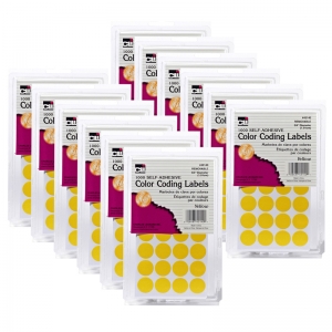 (12 PK) COLOR CODING LABELS YELLOW 