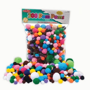 (4 PK) POM POMS ASST SIZES & COLORS