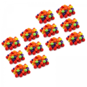 (12 PK) POM POMS 1IN HOT COLORS 50 PER PK