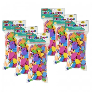 Foam Shapes, Assorted Colors, 720 Per Pack, 6 Packs