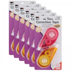 (6 PK) CORRECTION TAPE ASRTD COLORS 2PK