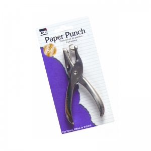1 Hole Paper Punch with Catcher, Metal, Silver