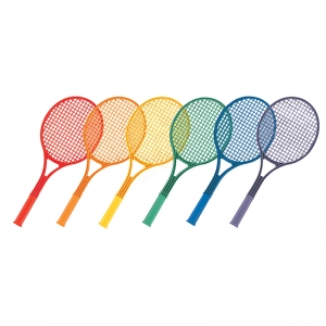 Plastic Tennis Racket Set,set Of 6 (1 Each Of ) Red, Orange, Yellow, Green, Blue And Purple